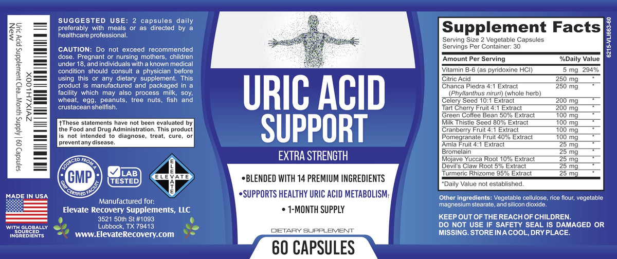 Elevate Recovery Uric Acid Support Complex 14-in-1 - 60 Vegetarian Capsules - image 8