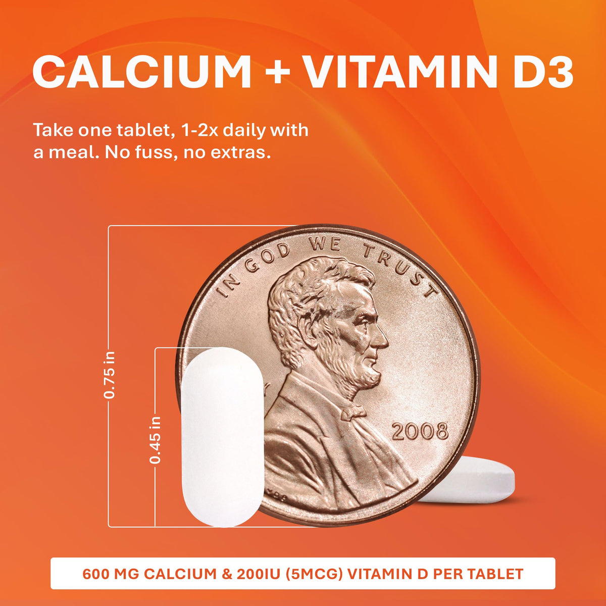 Rugby Calcium 600 mg + Vitamin D3 200 IU Tablets - 60 Count - image 3