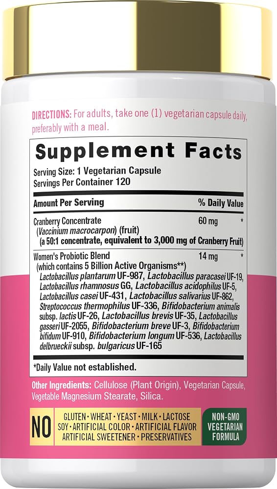 Carlyle Women's Cranberry Plus Probiotics - 120 Vegetarian Capsules - image 2