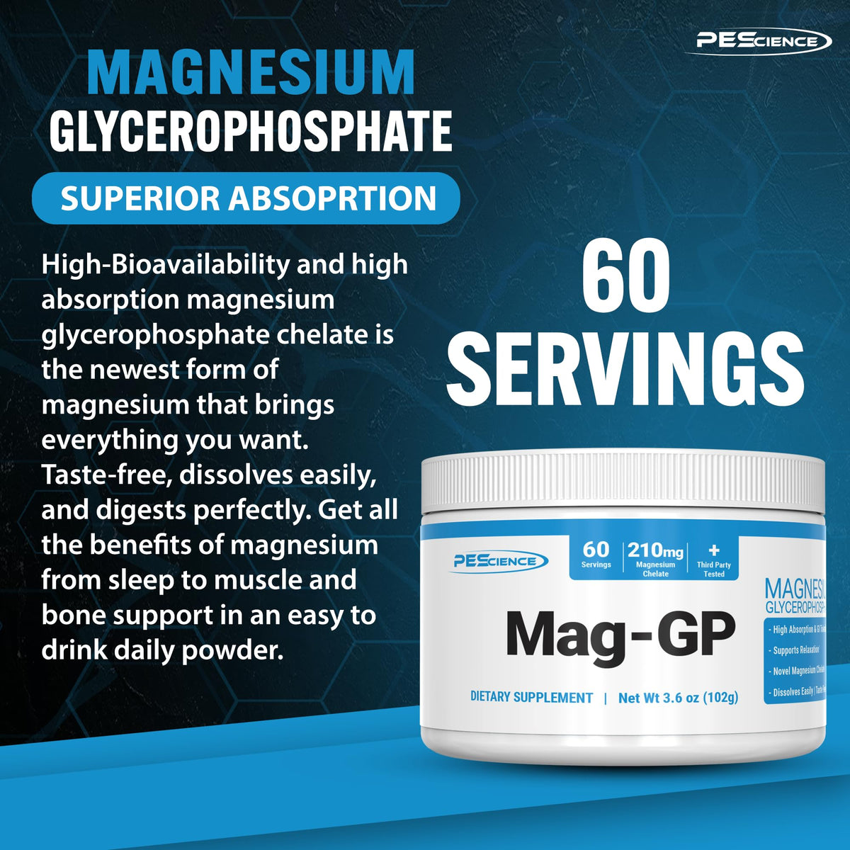 PEScience Mag-GP Magnesium Glycerophosphate Powder - 60 Servings - image 4