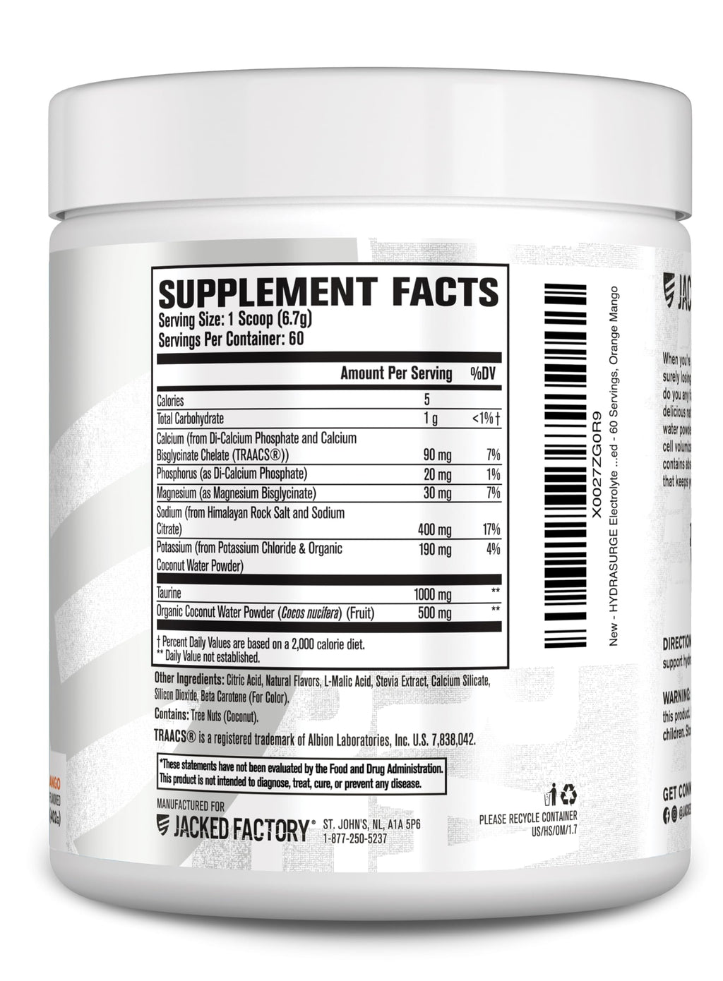 Jacked Factory HYDRASURGE Electrolyte Powder - Hydration Supplement