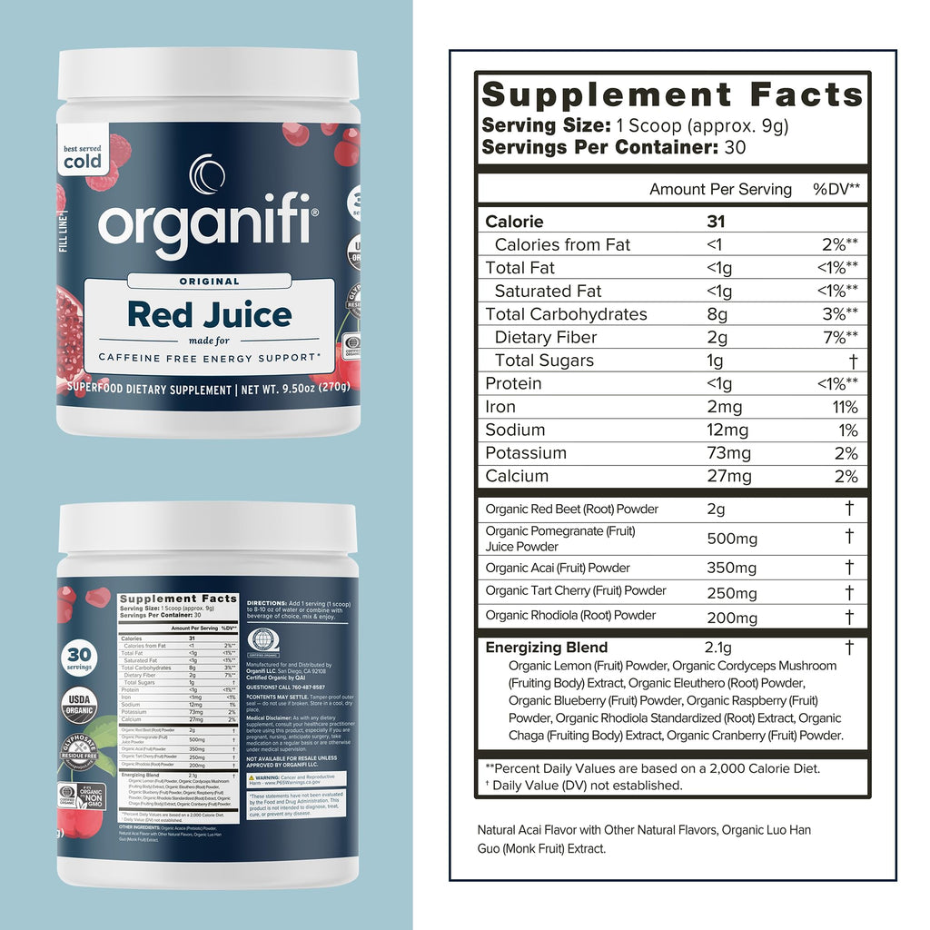 Organifi Red Juice - Energy Powder Reduces Afternoon Crashes