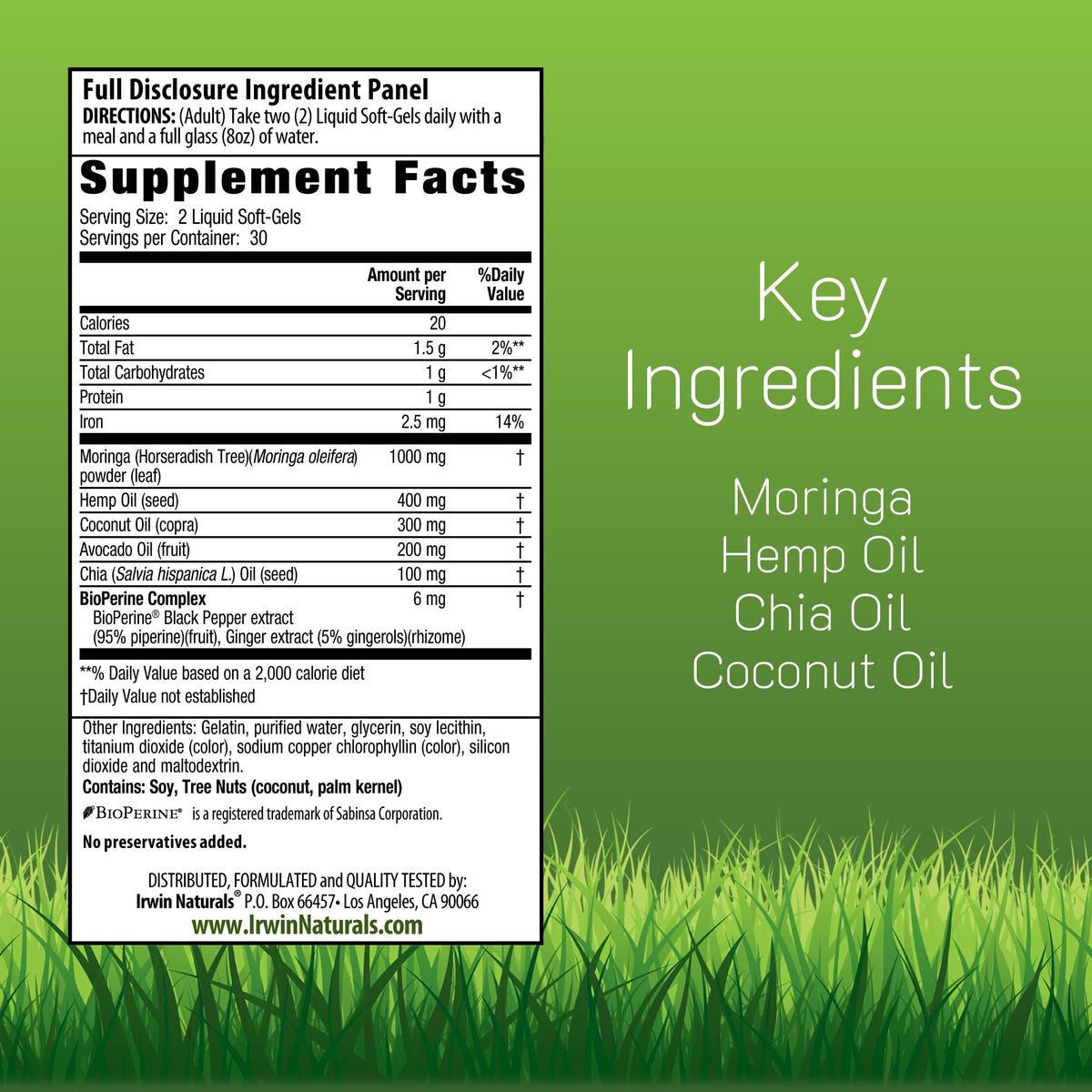 Irwin Naturals Mighty Moringa Superfood Nutrition - 60 Softgels - image 2
