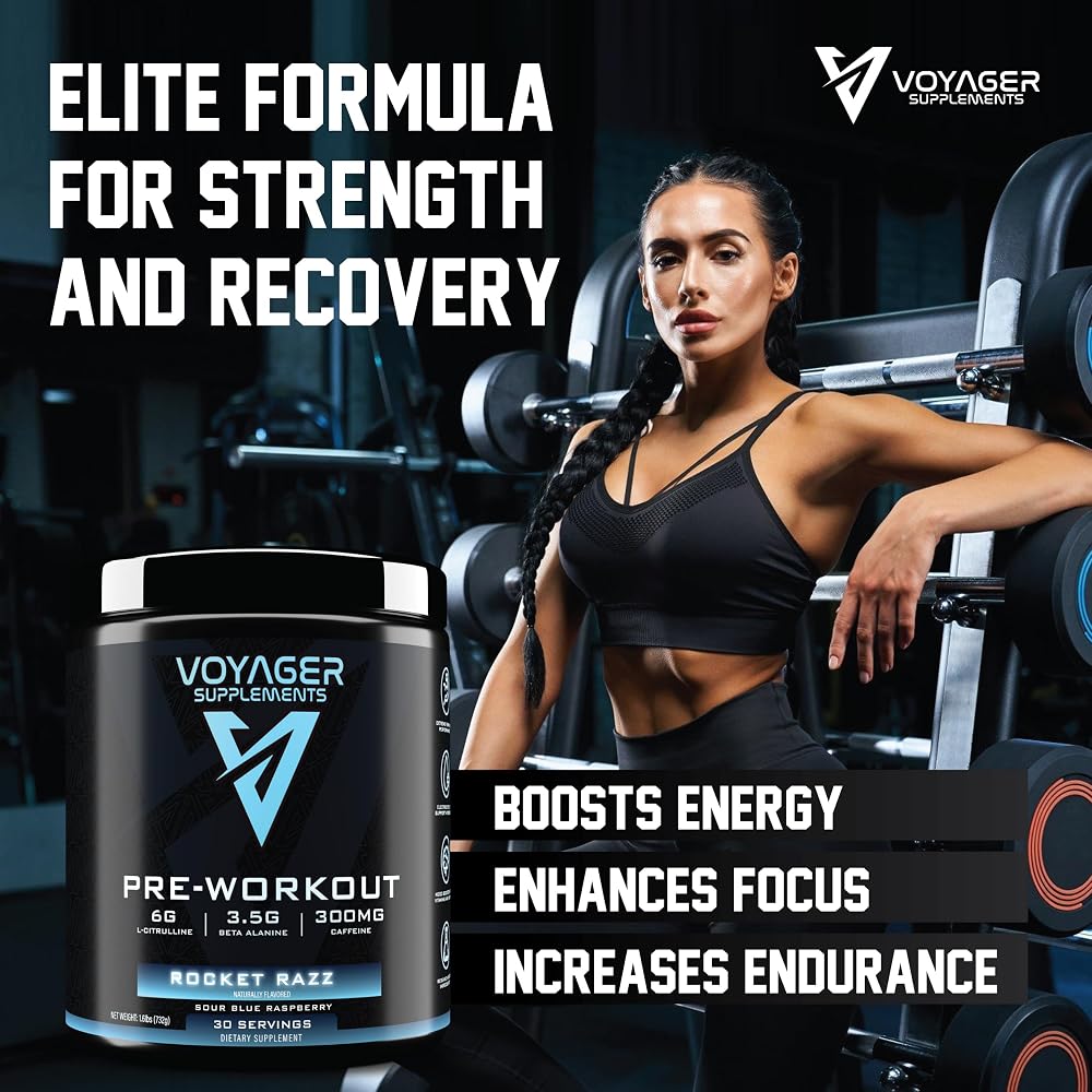 Voyager Supplements Pre-Workout Rocket Razz Powder - 30 Servings - image 4