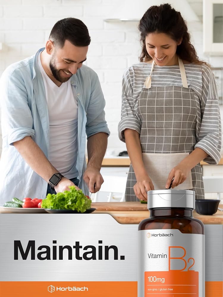 Horbäach Vitamin B2 Riboflavin 100mg - 180 Capsules - image 7