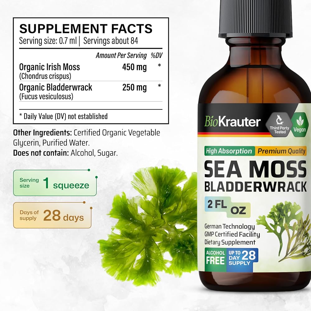 BIO KRAUTER Sea Moss Seaweed Supplement Drops - 2 Fl Oz - image 3