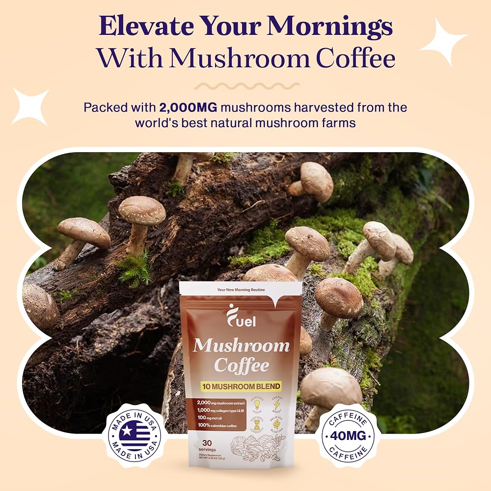 Fuel Brain Boost Mushroom Coffee with Collagen - 30 Servings - image 3