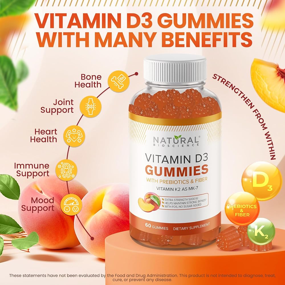 Natural BioScience Vitamin D3 10000 IU & Vitamin K2 Gummies - Extra