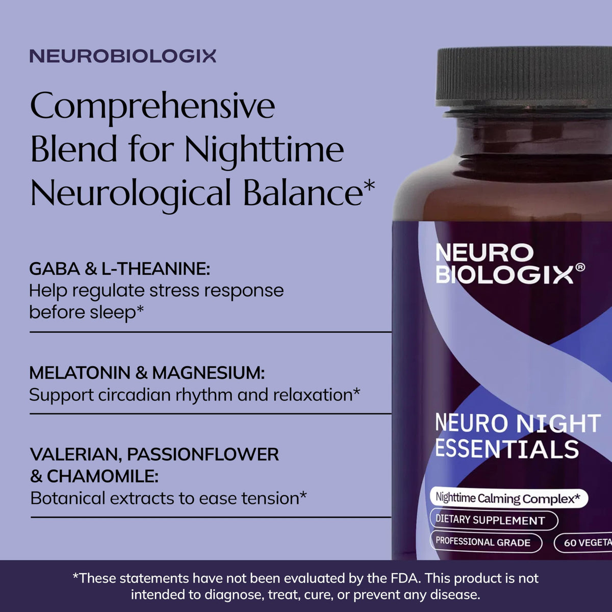 Neurobiologix Neuro Night Essentials Sleep Support - 60 Vegetarian Capsules - image 4