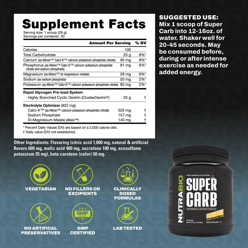 NutraBio Super Carb - Complex Carbohydrate Supplement Powder