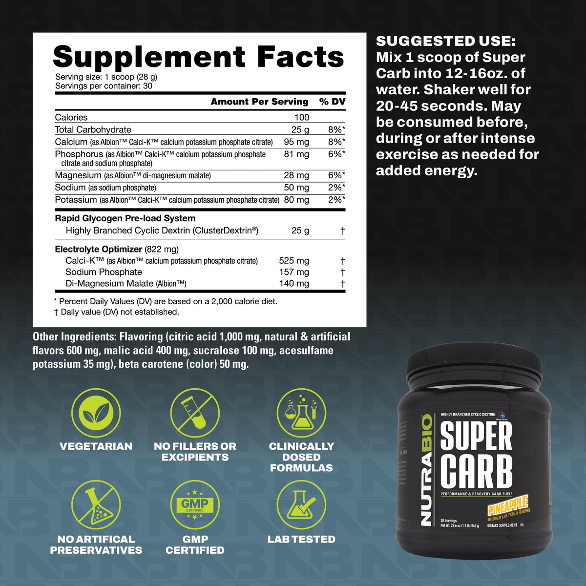 NutraBio Super Carb - Complex Carbohydrate Supplement Powder