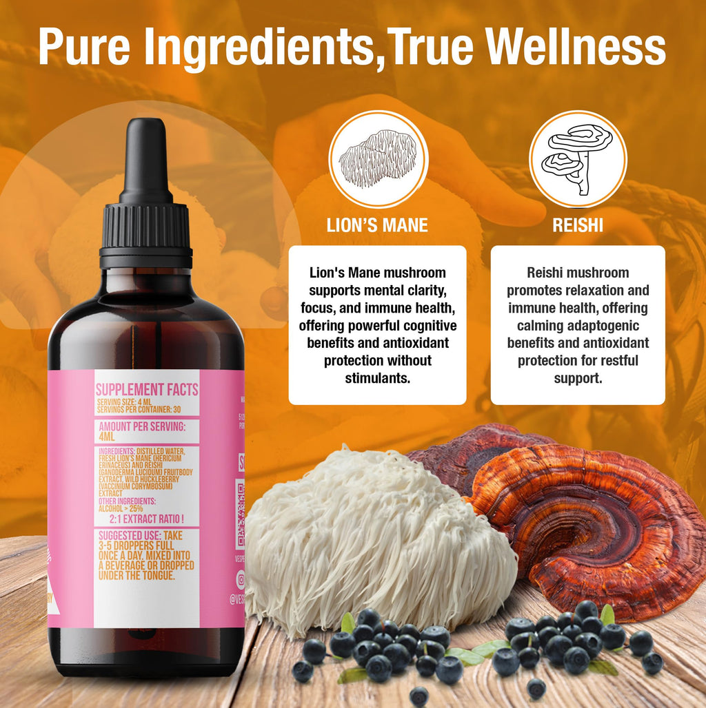 Vesper Mushrooms Liquid Extract - Double Extraction with Wild