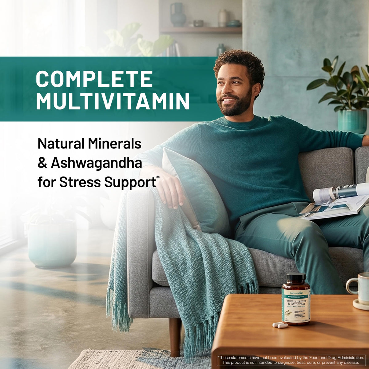 NatureWise Men's Multivitamin with Stress Support - 60 Capsules - image 2