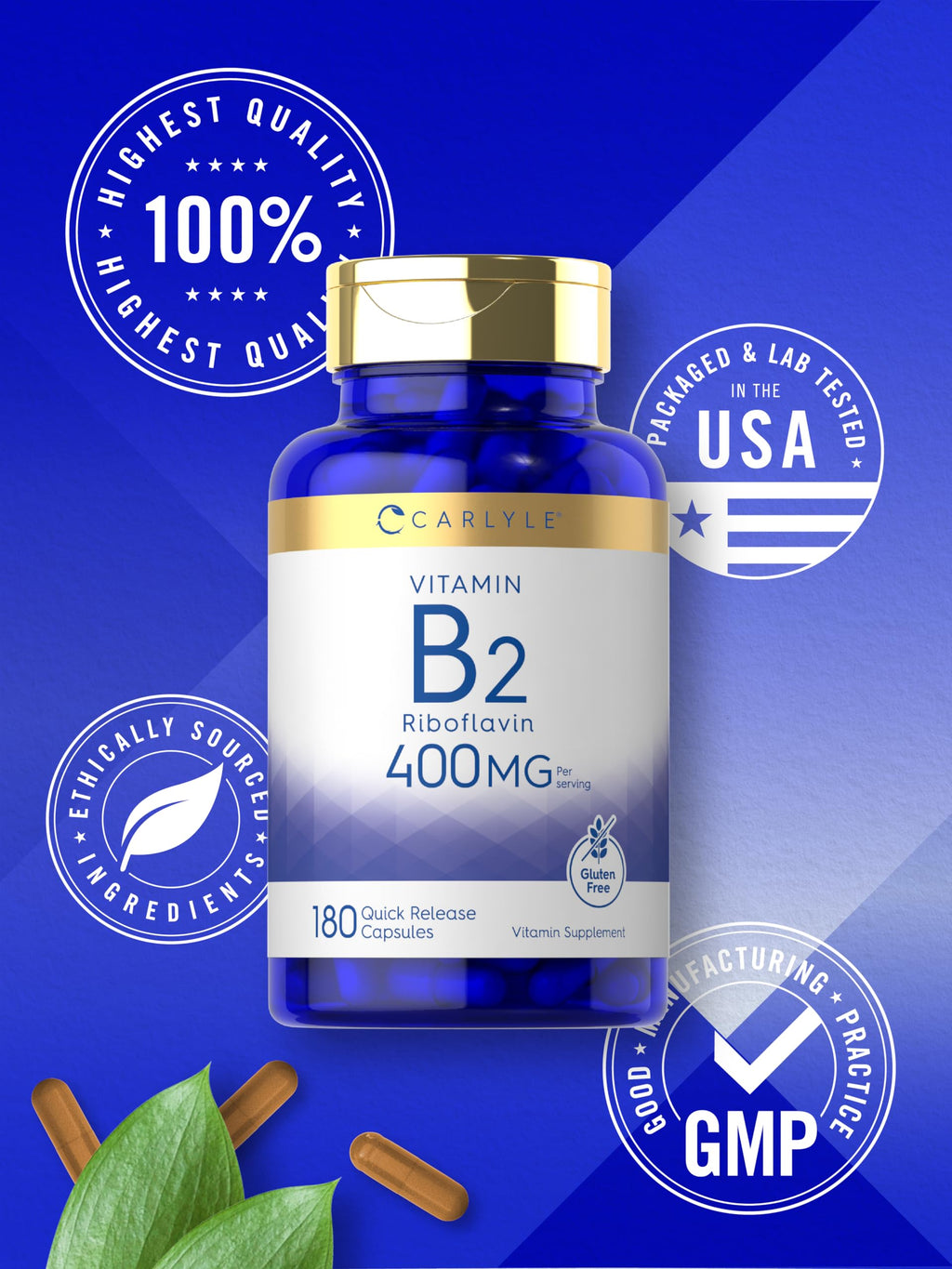 Carlyle Vitamin B-2 400mg Riboflavin - 180 Capsules - image 6