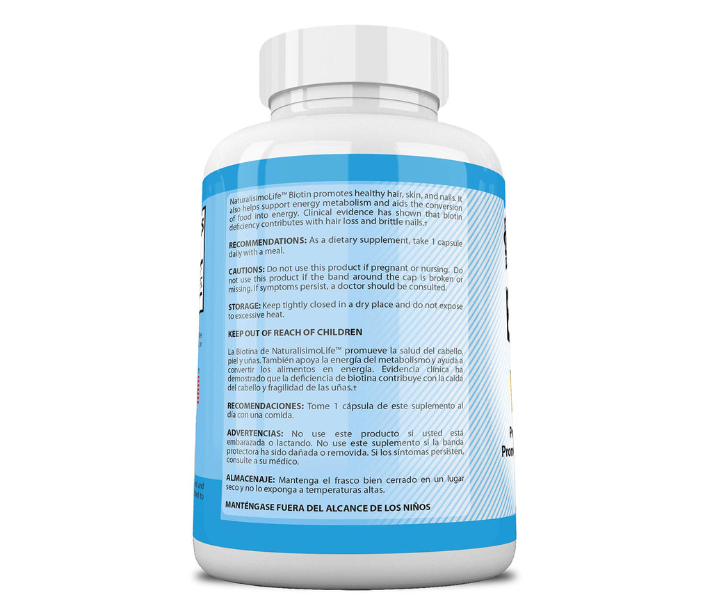 NaturalisimoLife Biotin 10,000 mcg High Potency - 120 Capsules - image 3