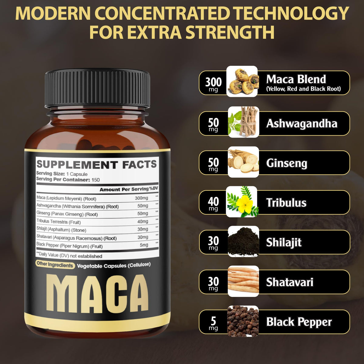 Agobi 7in1 Maca Root Capsules with Ashwagandha & Ginseng - 150 Count - image 2