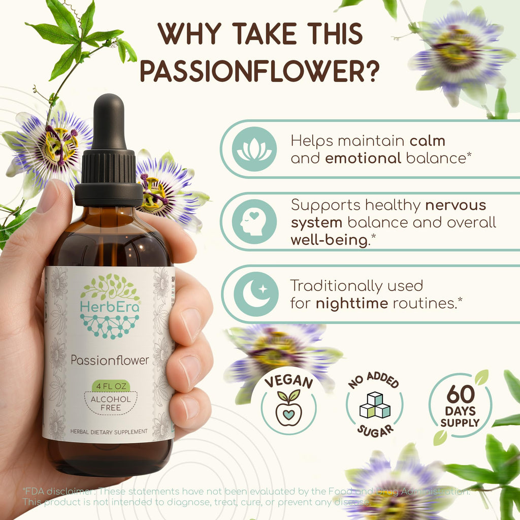 HerbEra Passionflower Alcohol-Free Herbal Extract Tincture
