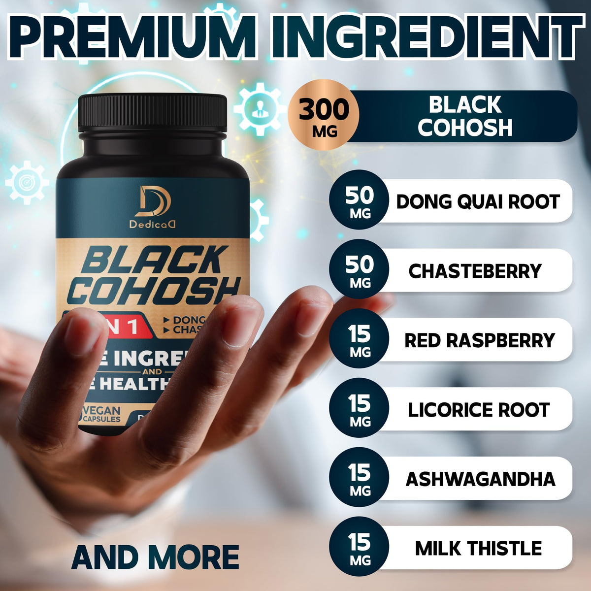 DEDICAD 12in1 Black Cohosh for Menopause Support Supplement