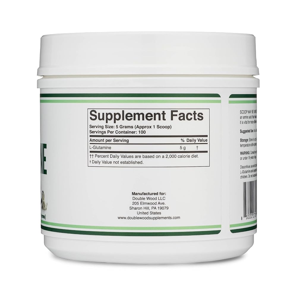 Double Wood Supplements L-Glutamine Powder 5g - 100 Servings - image 3