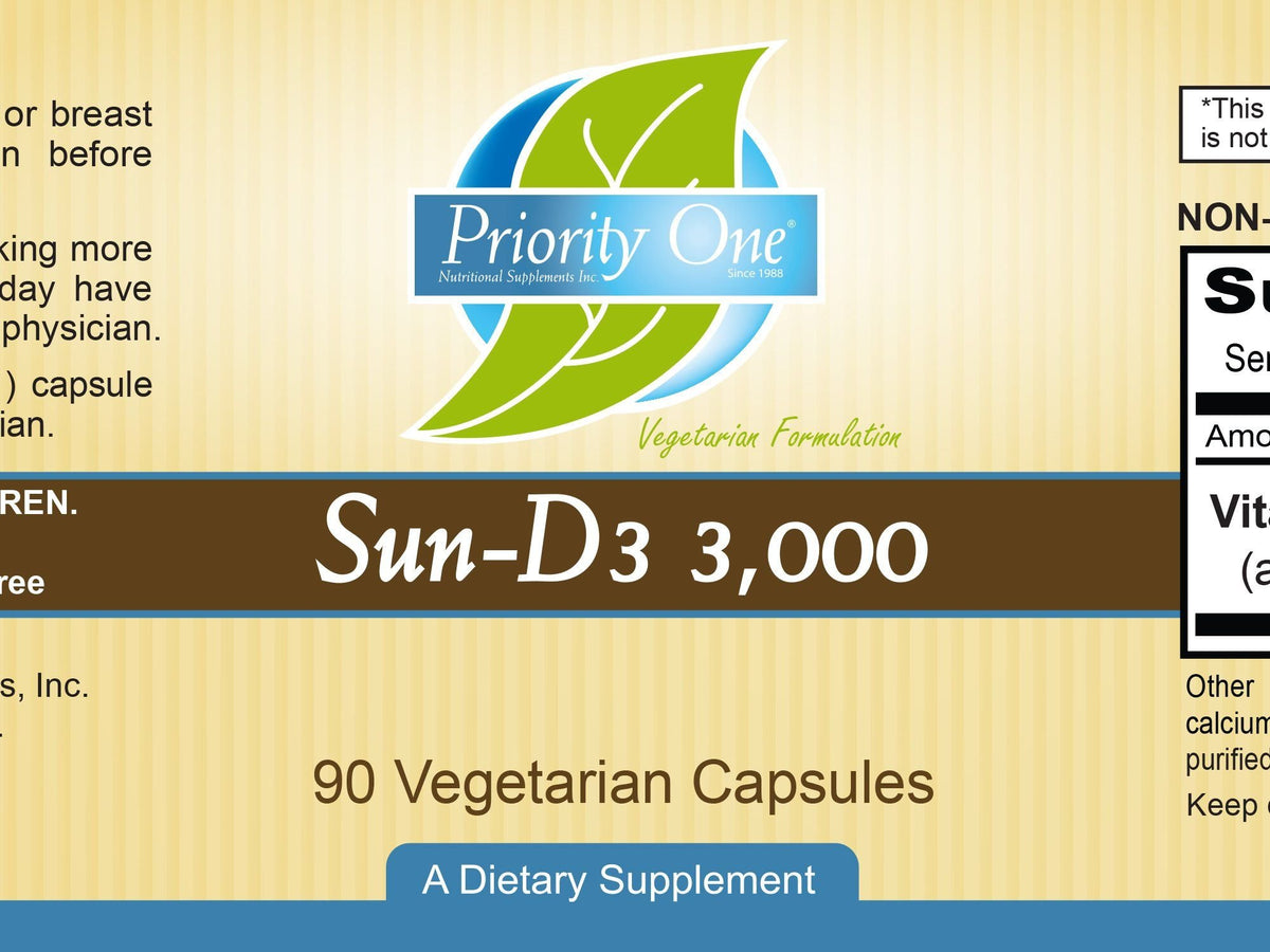 Priority One Vitamins Sun D3 3000 IU - 90 Vegetarian Capsules - image 2