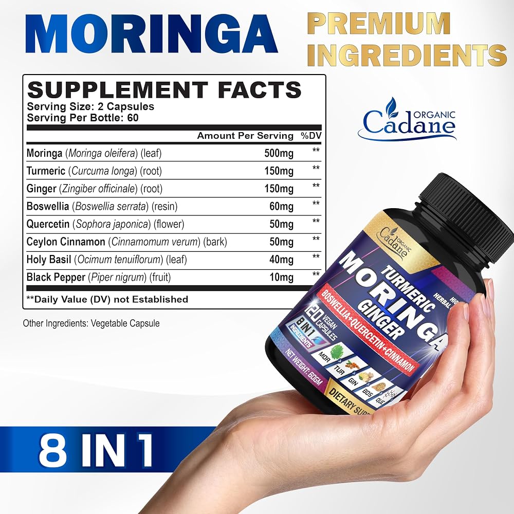 Organic Cadane Moringa Capsules with Turmeric & Boswellia - image 2