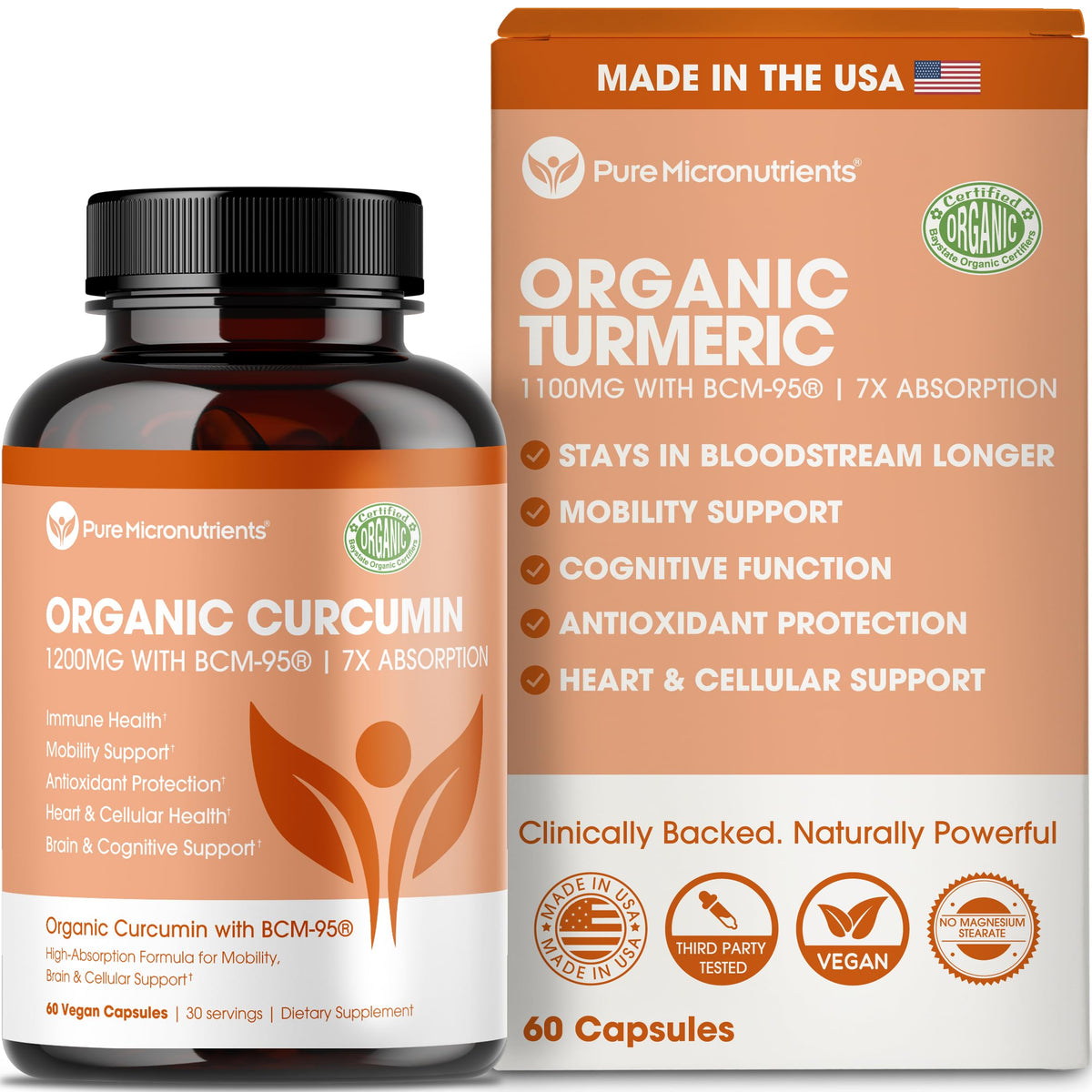 Pure Micronutrients Organic Turmeric Curcumin 1000mg - 60 Vegan Capsules