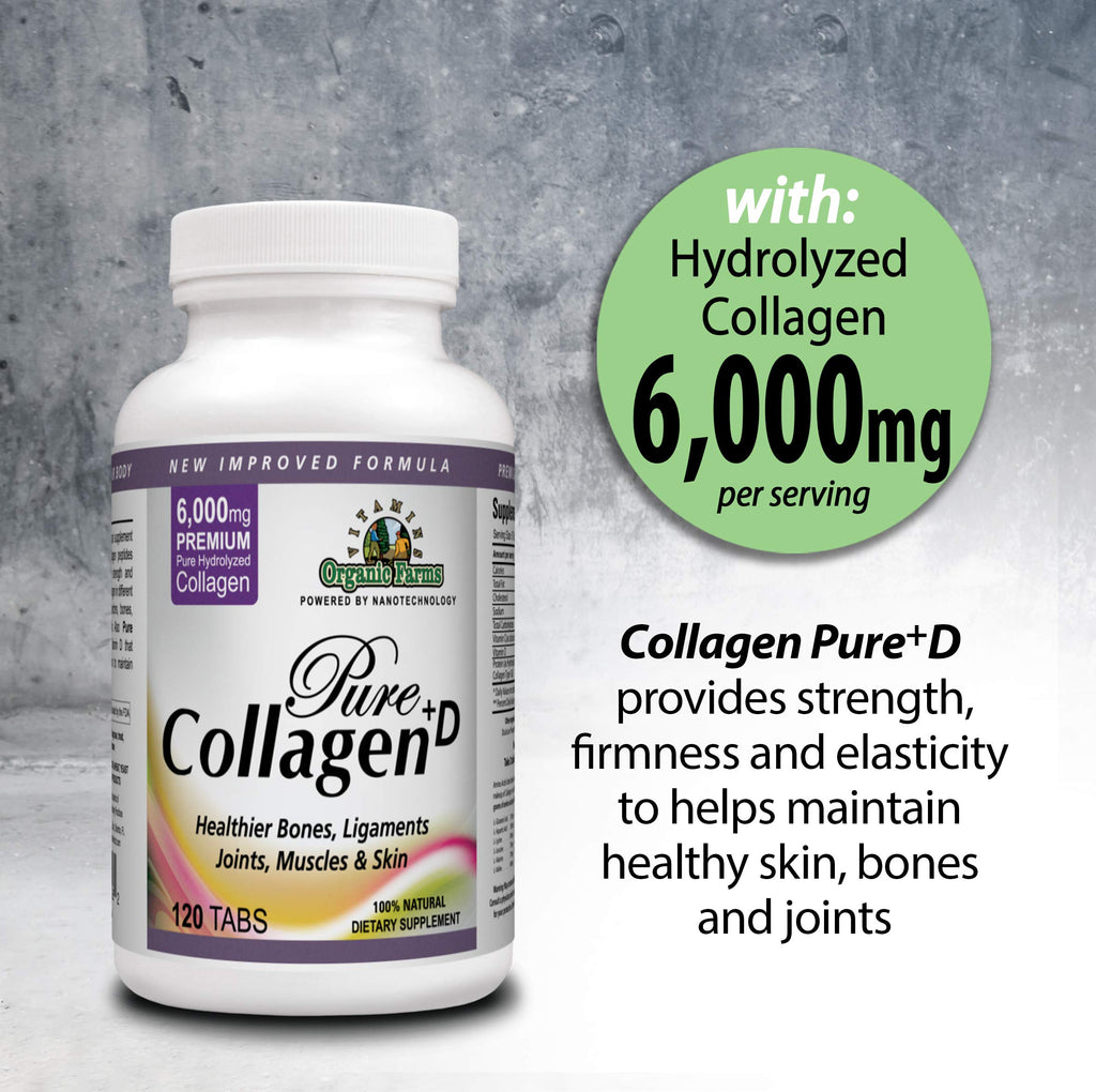 Organic Farms Vitamins Collagen Pure+D 6000mg - 120 Tablets - image 3