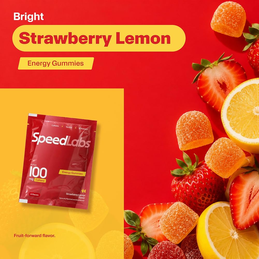 Speed Labs Caffeine Energy Gummies Strawberry Lemon Natural