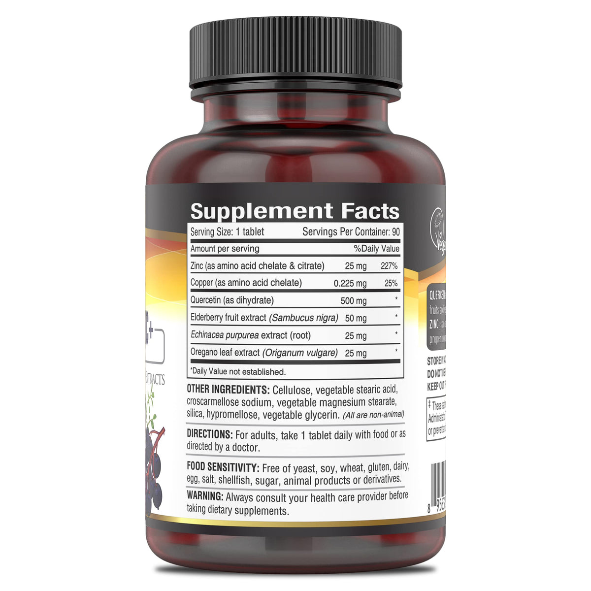 DEVA Vegan Quercetin 500mg Plus 25mg Zinc - 90 Tablets - image 2