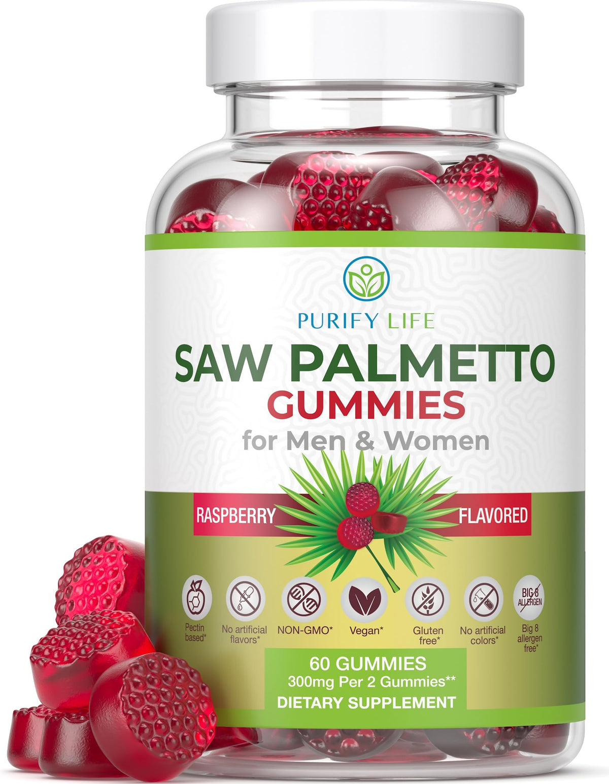 Purify Life Saw Palmetto Gummies for Hair Growth Support - 60ct