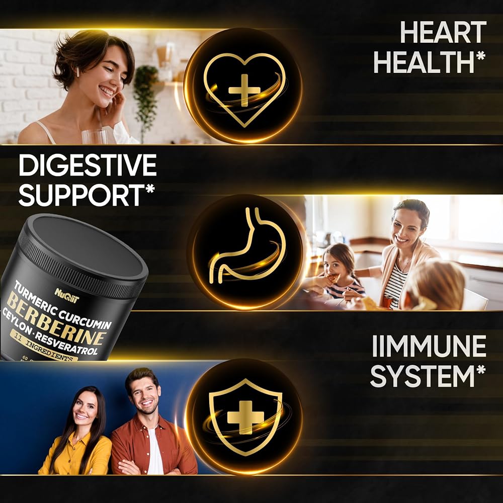 NUQIIT Berberine Supplement with Turmeric & Resveratrol - 60 Capsules - image 3