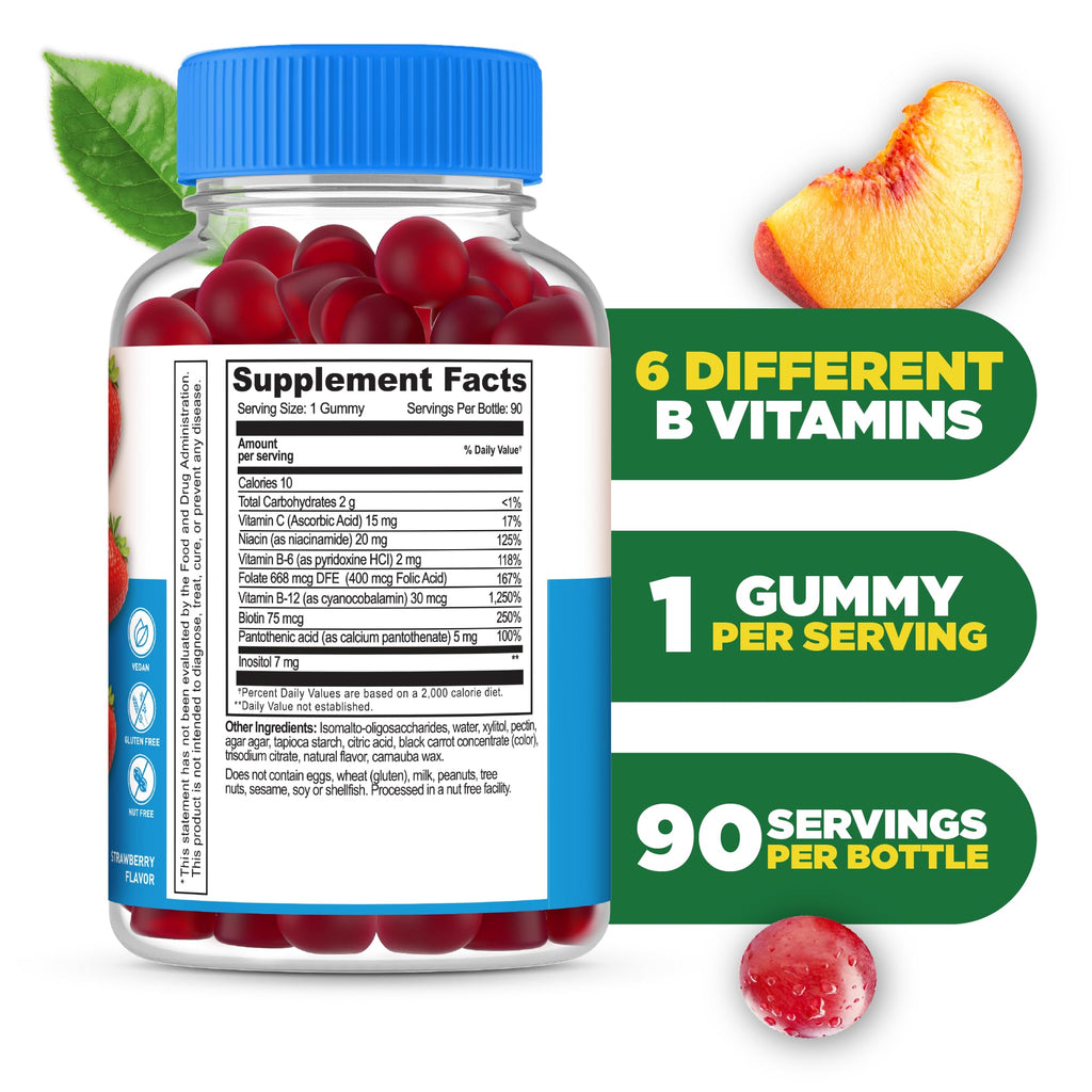 Lifeable Sugar Free Vitamin B Complex Gummies with Vitamin C - 90 Count - image 2