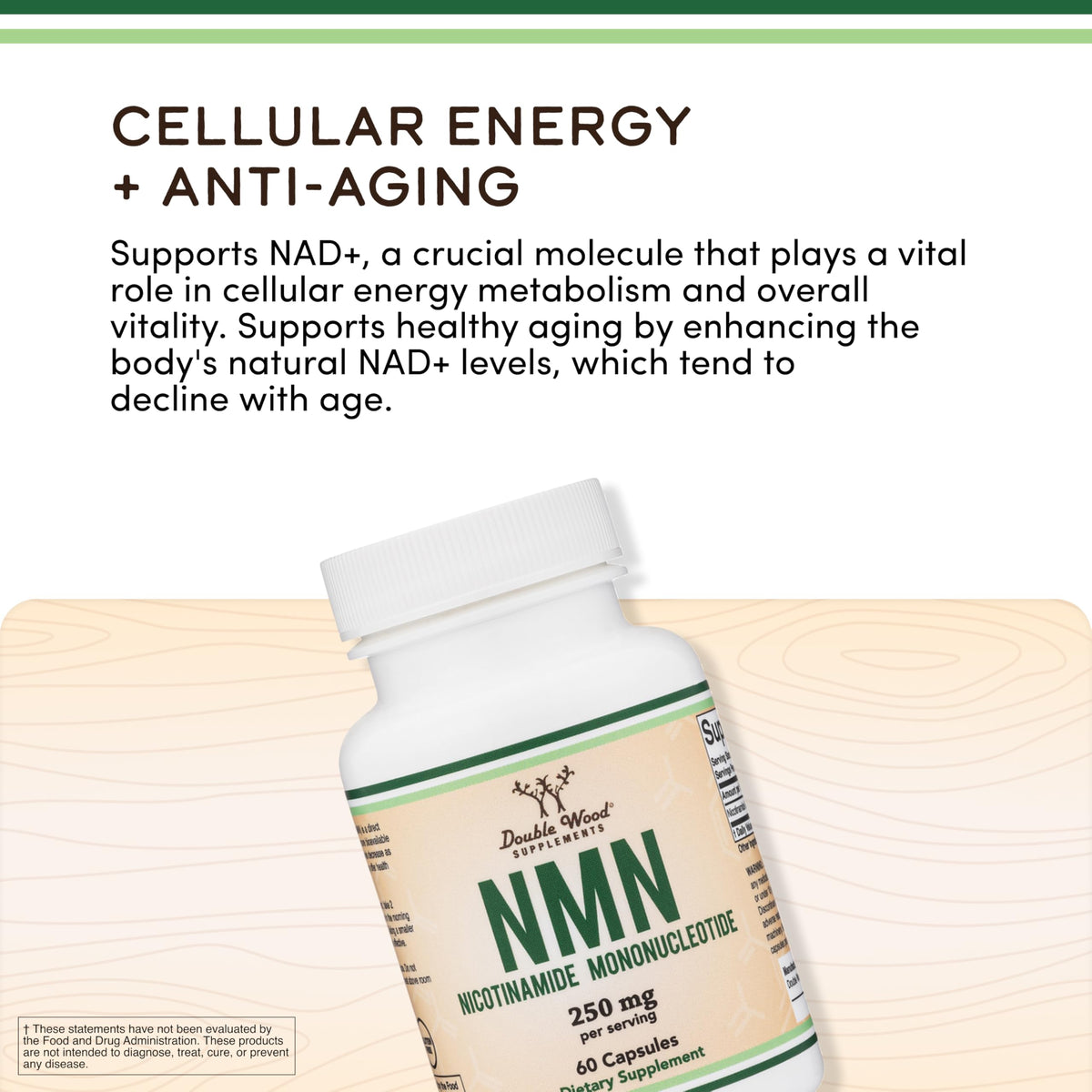 Double Wood Supplements NMN 250mg Cellular Energy - 60 Capsules - image 4