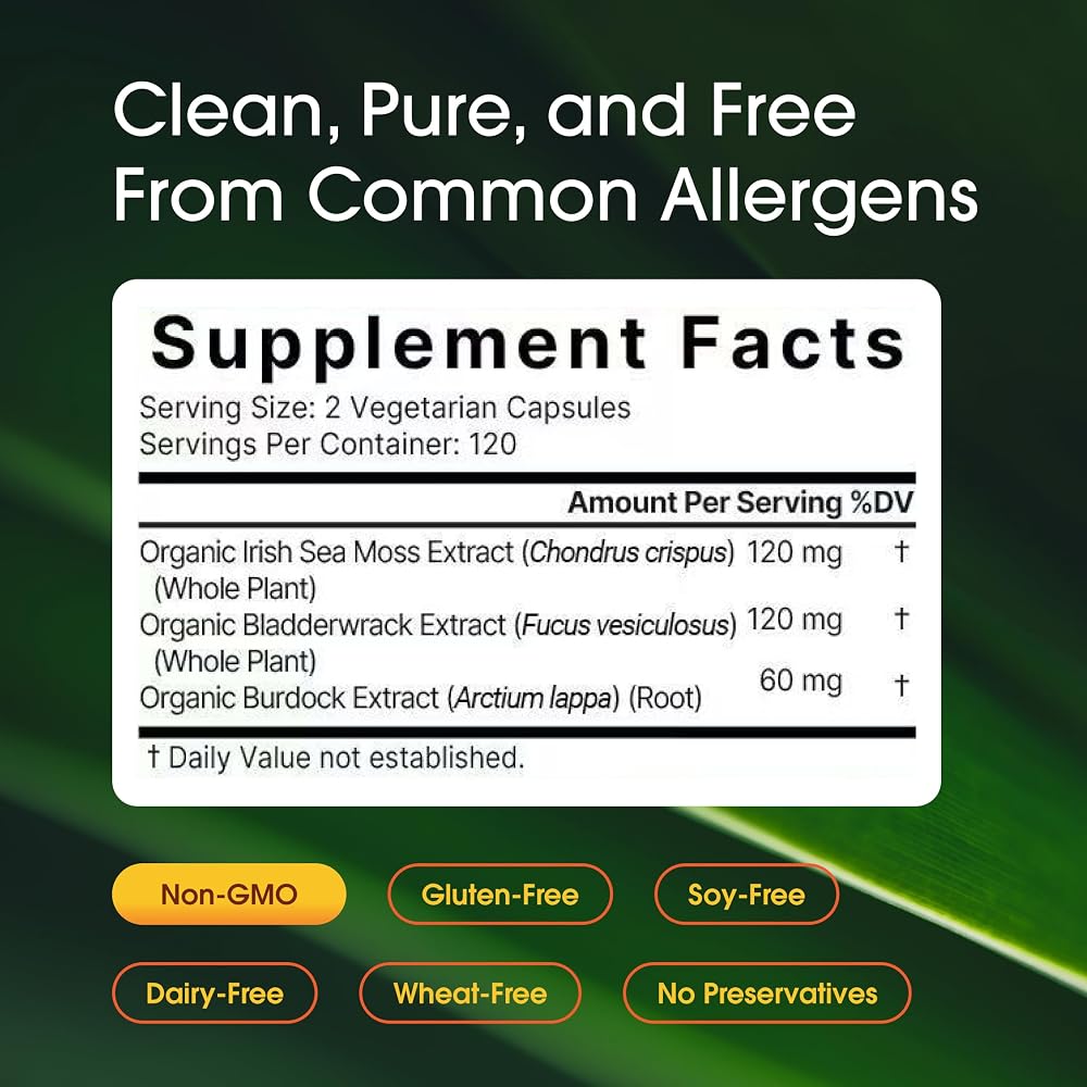 NatureBell 3-in-1 Sea Moss - 240 Vegetarian Capsules - image 2