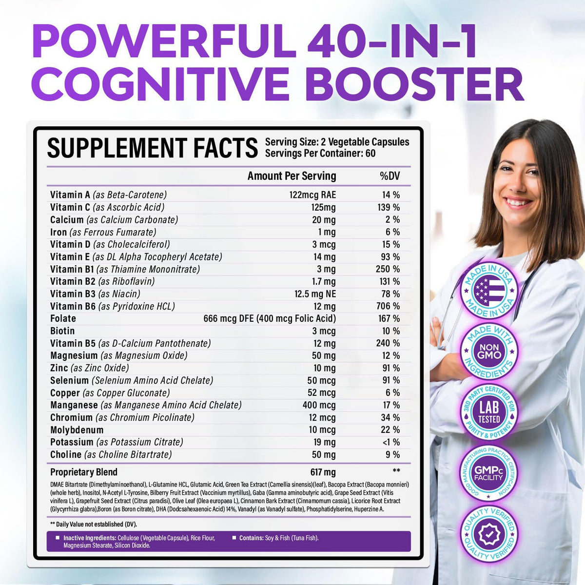 Rainbow Nutrients 40-in-1 Brain Booster Nootropic - 120 Capsules - image 5
