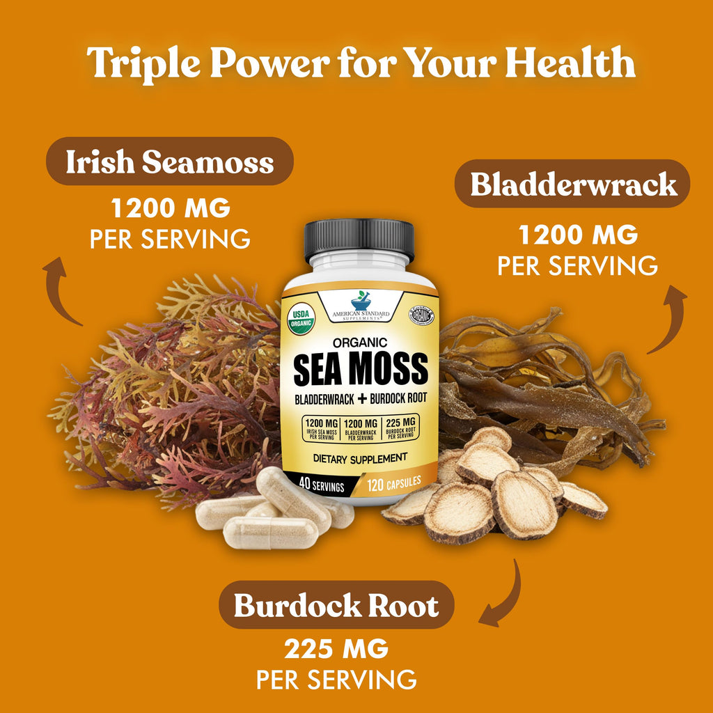 American Standard Supplements Organic Sea Moss Bladderwrack Burdock Root - image 4