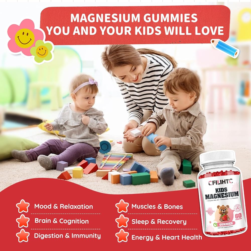 CFILIHTC Kids Magnesium Glycinate Gummies with Magnesium Citrate