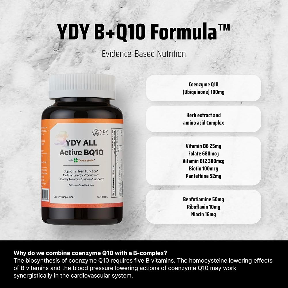 YDY Nutrition All Active BQ10 CoQ10 100mg B Complex - 60 Tablets - image 4