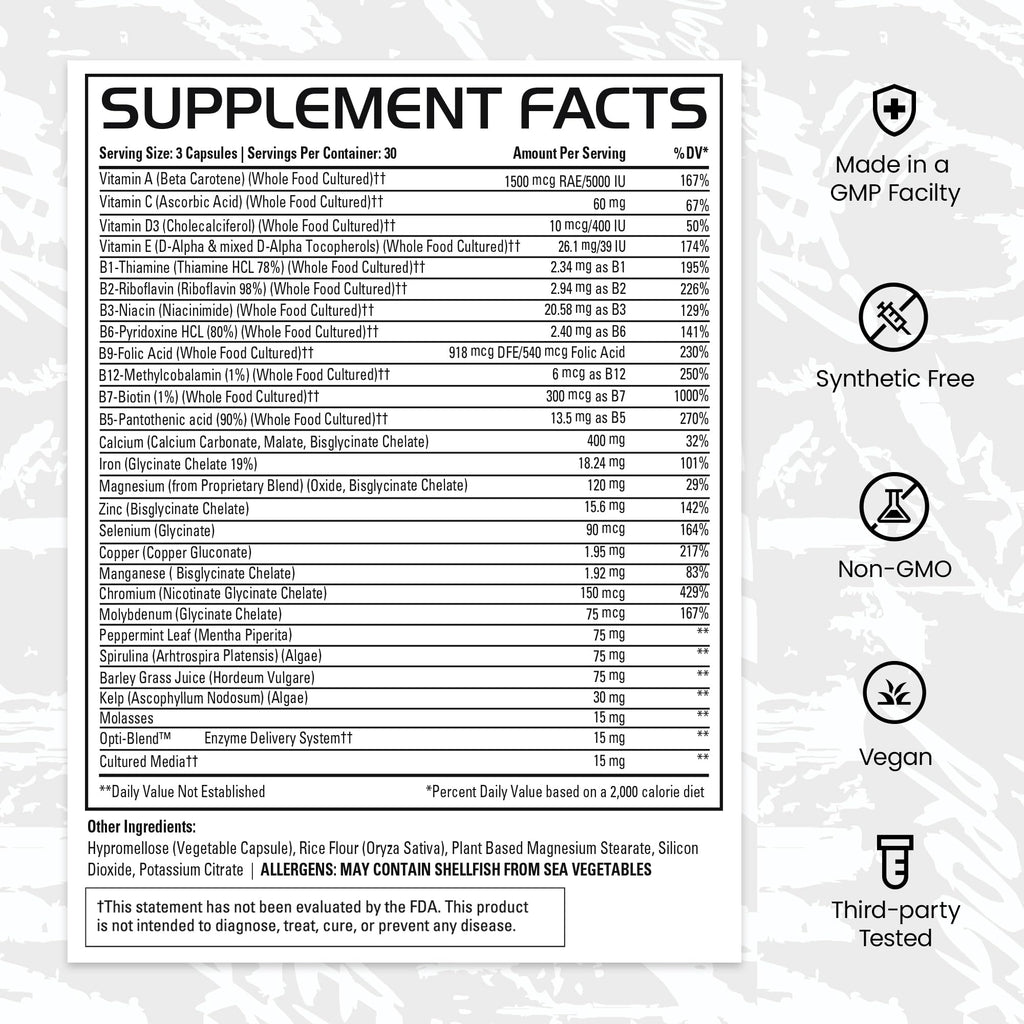 Gains in Bulk Square 1 Multivitamin & Mineral - 90 Capsules - image 8