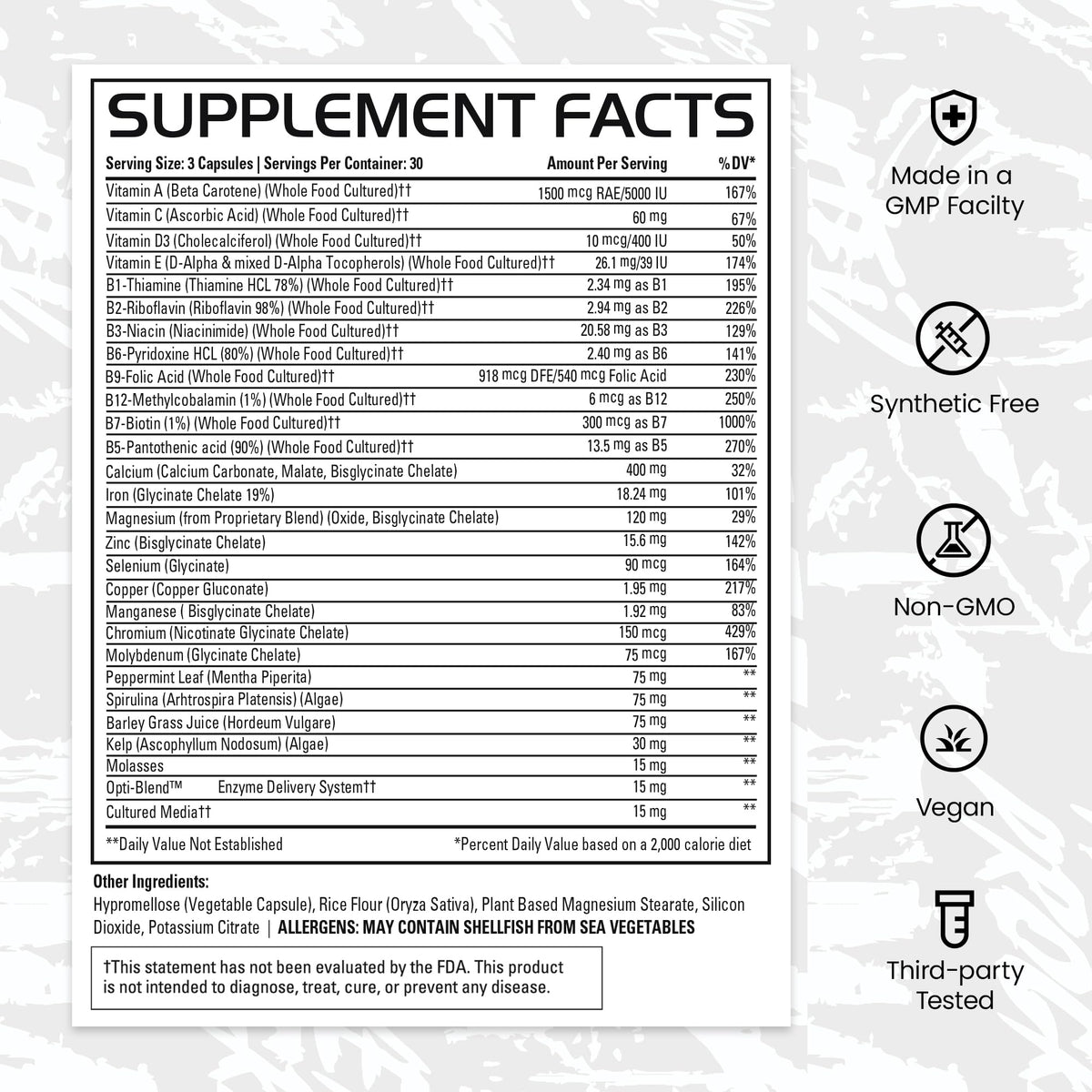 Gains in Bulk Square 1 Multivitamin & Mineral - 90 Capsules - image 8