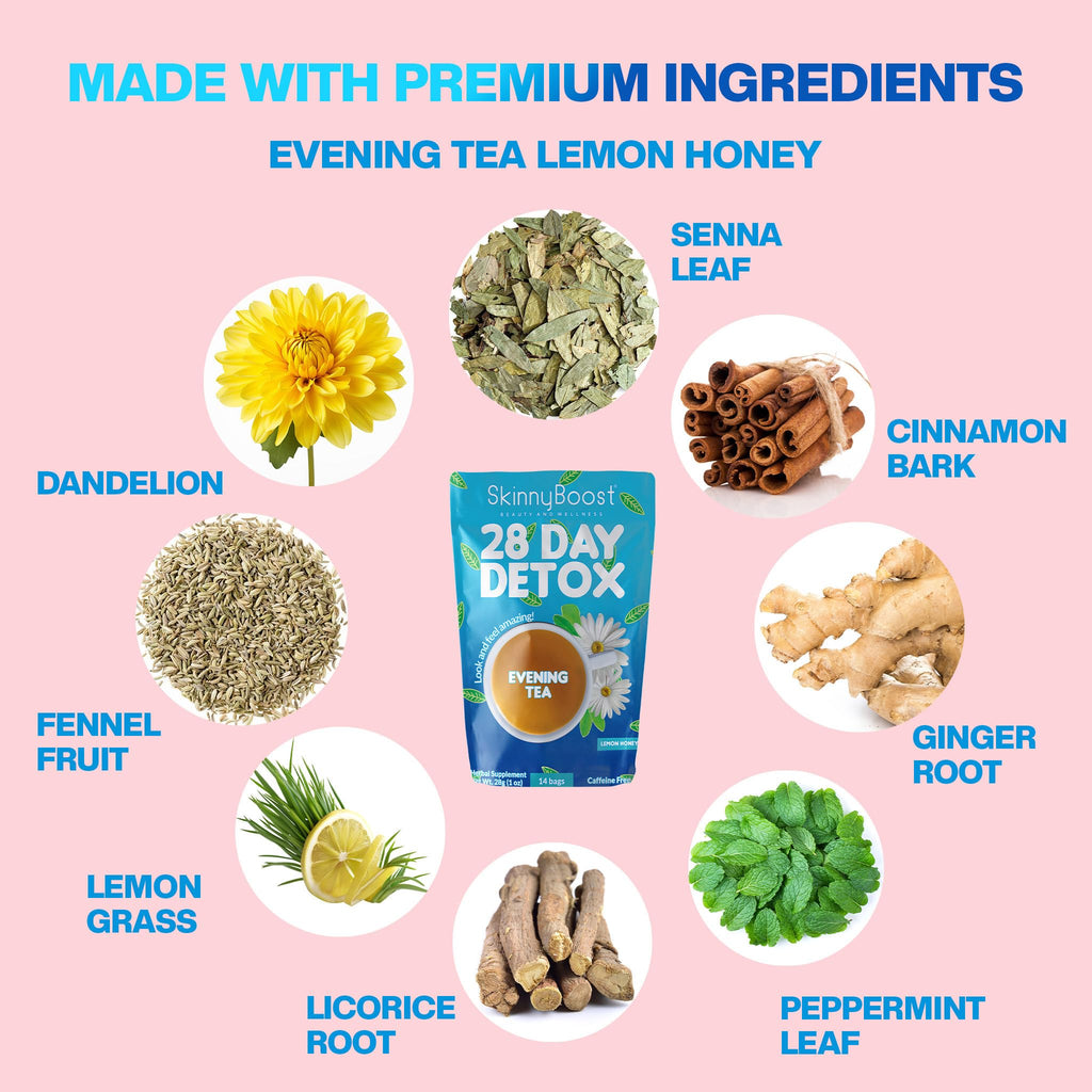SkinnyBoost Daytime Teas, 3 Evening Detox Teas Non GMO, Vegan, All