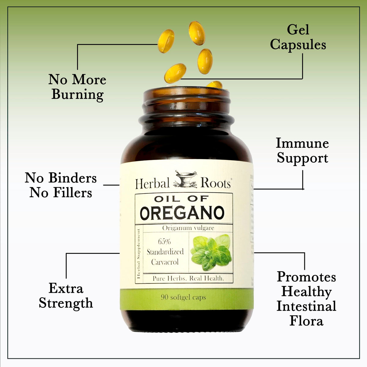 Herbal Roots Oil of Oregano Softgels 65% Carvacrol - 90 Softgels - image 4