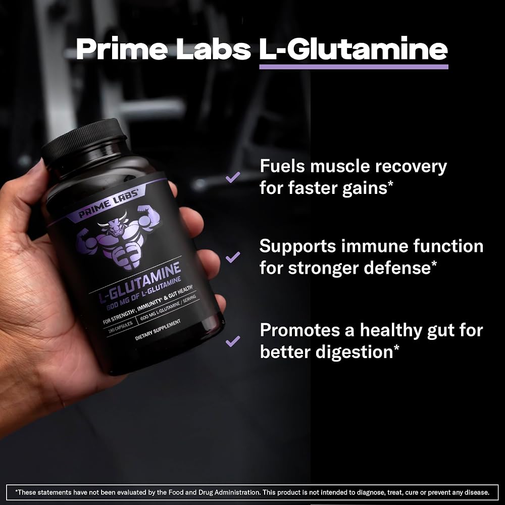 Prime Labs L-Glutamine 600 mg Capsules - 180 Count - image 2