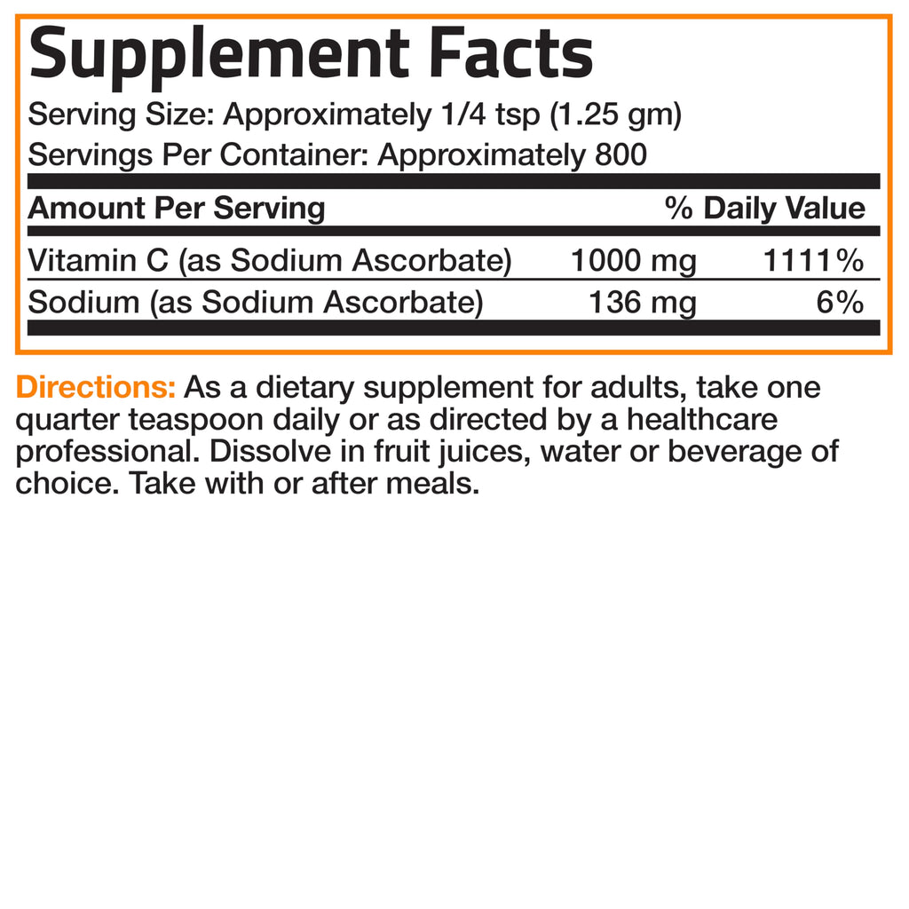 Bronson Powder Vitamin C 1000mg Healthy Immune System, Antioxidant