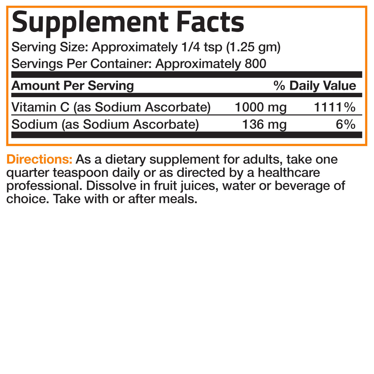 Bronson Powder Vitamin C 1000mg Healthy Immune System, Antioxidant