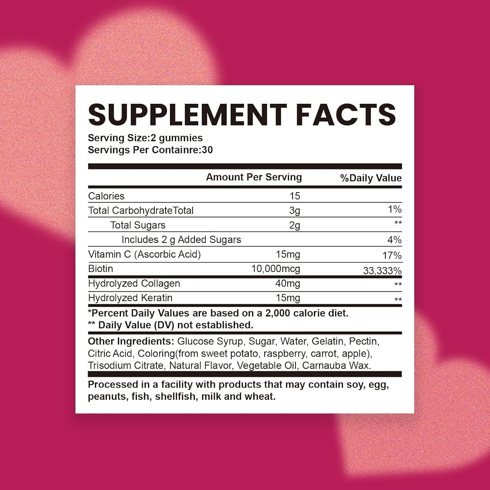 Esverco Biotin 10000mcg Keratin Collagen Gummies - 60 Count - image 5