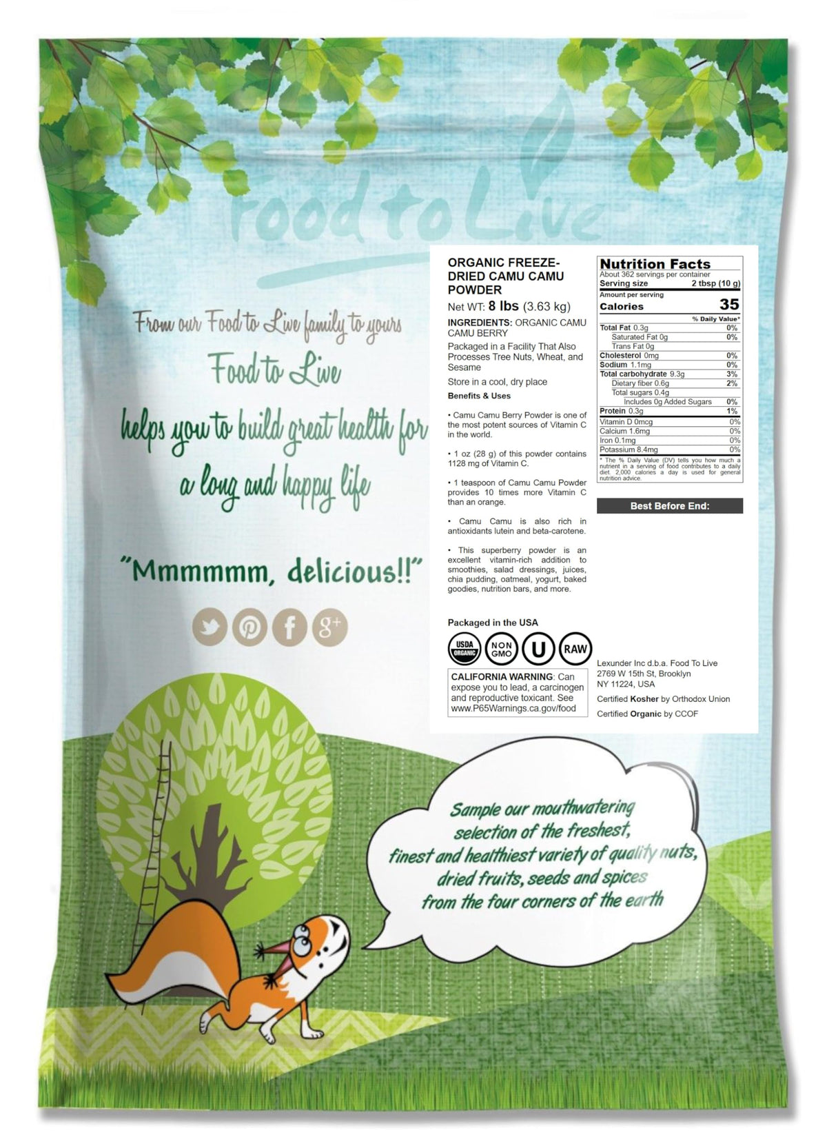 Food to Live Organic Camu Camu Powder