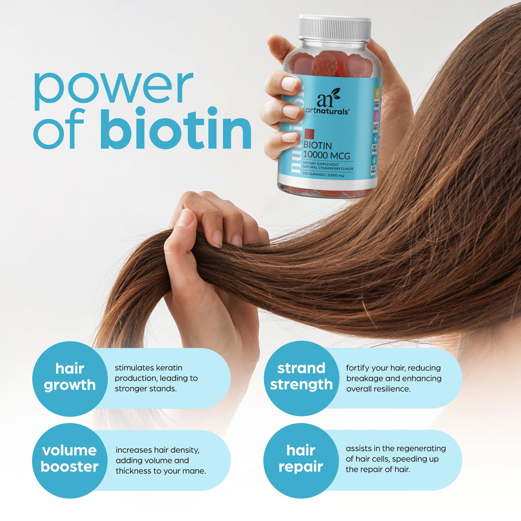 Artnaturals Biotin Gummies Strawberry - 100 Count - image 3