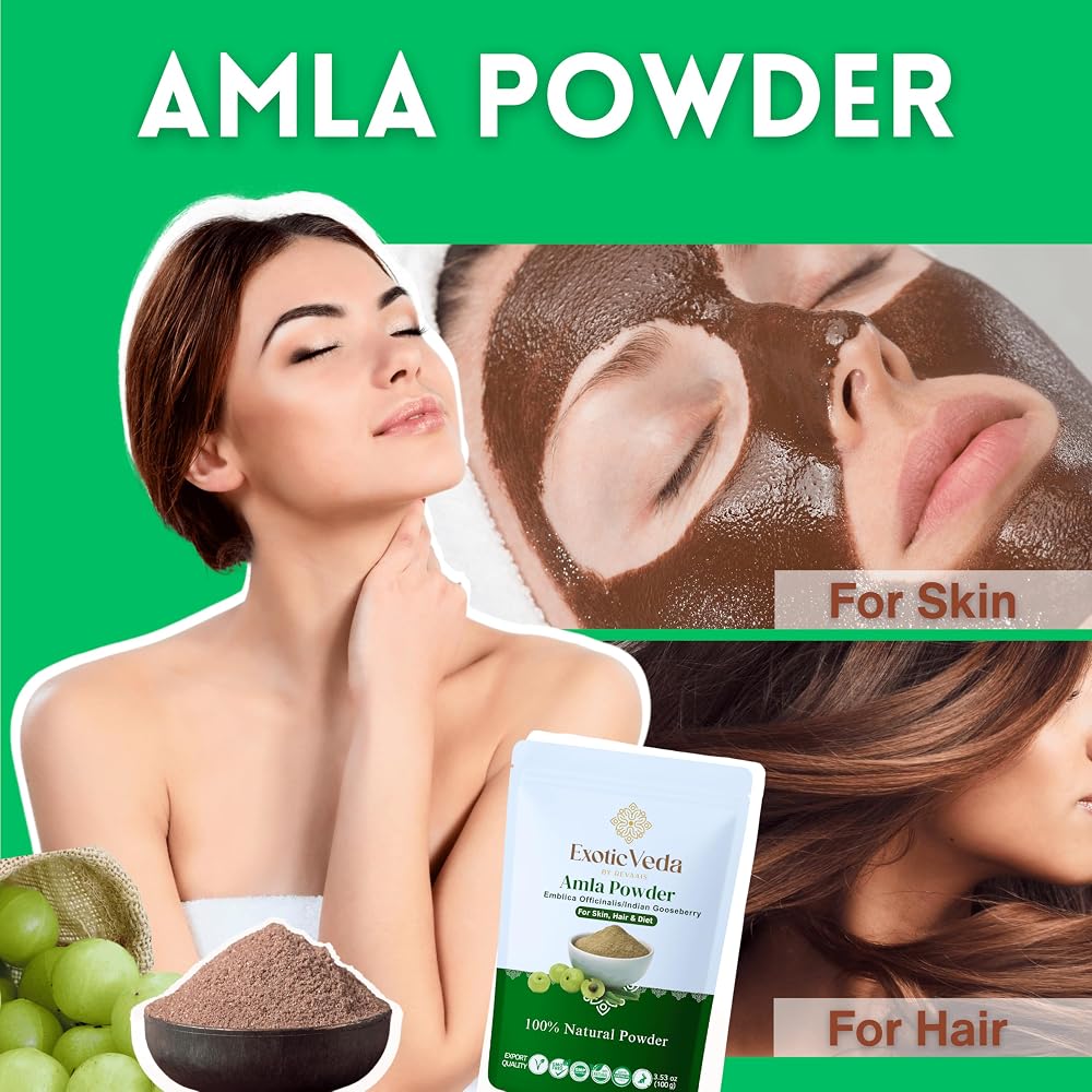 Exotic Veda Amla Powder 100% Pure Indian Gooseberry - 100g - image 4
