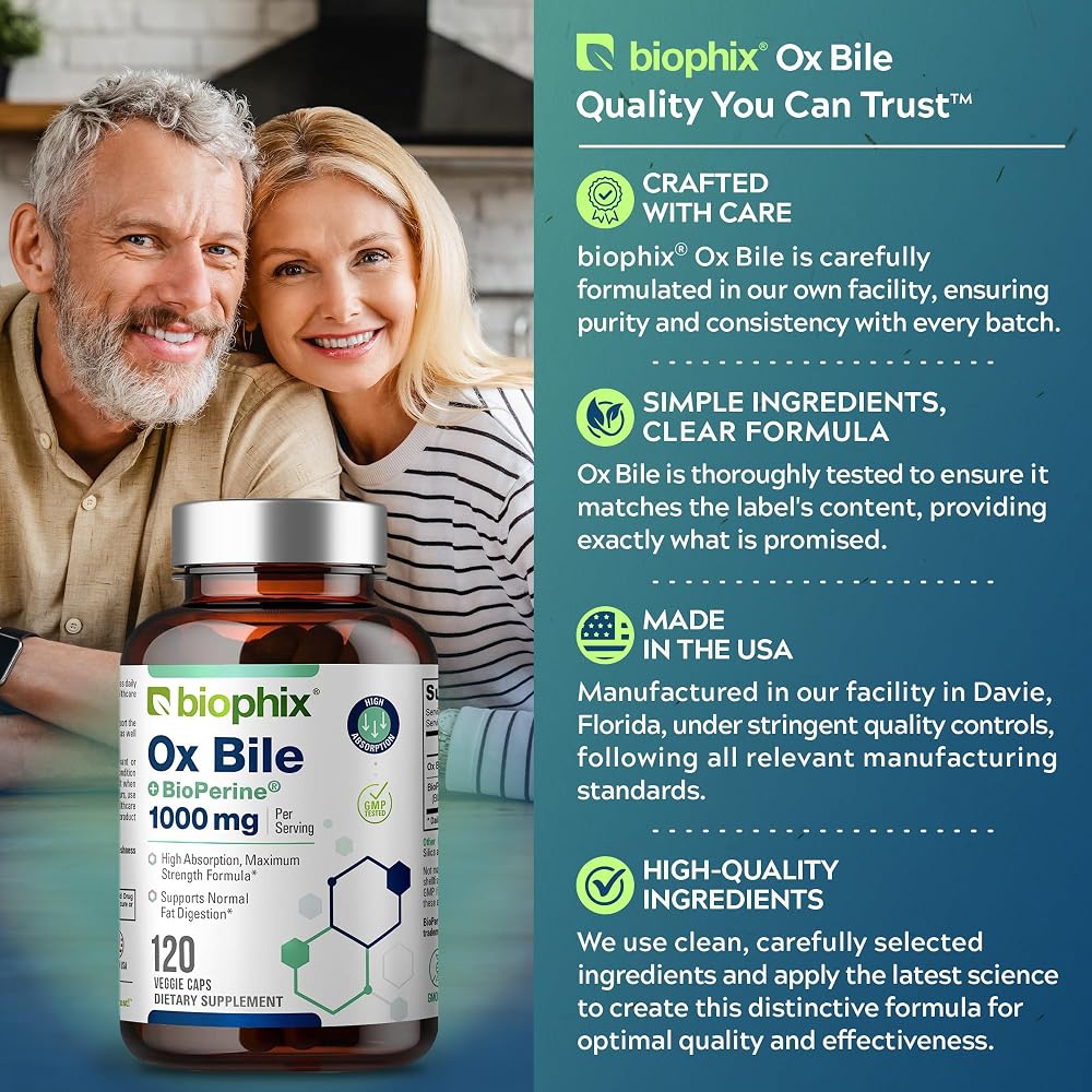 biophix Ox Bile 1000 mg with BioPerine - 120 Vegetarian Capsules - image 6